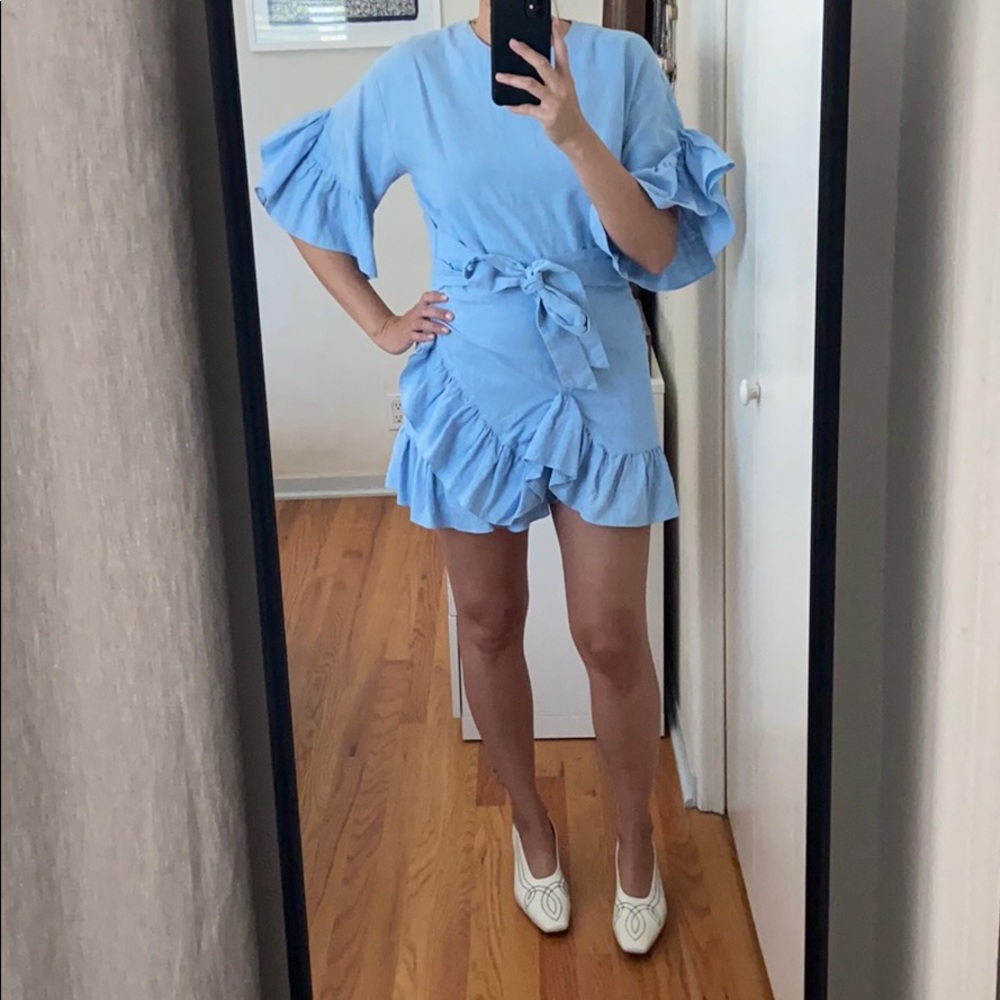 Ruffle architectural wrap tunic / mini dress